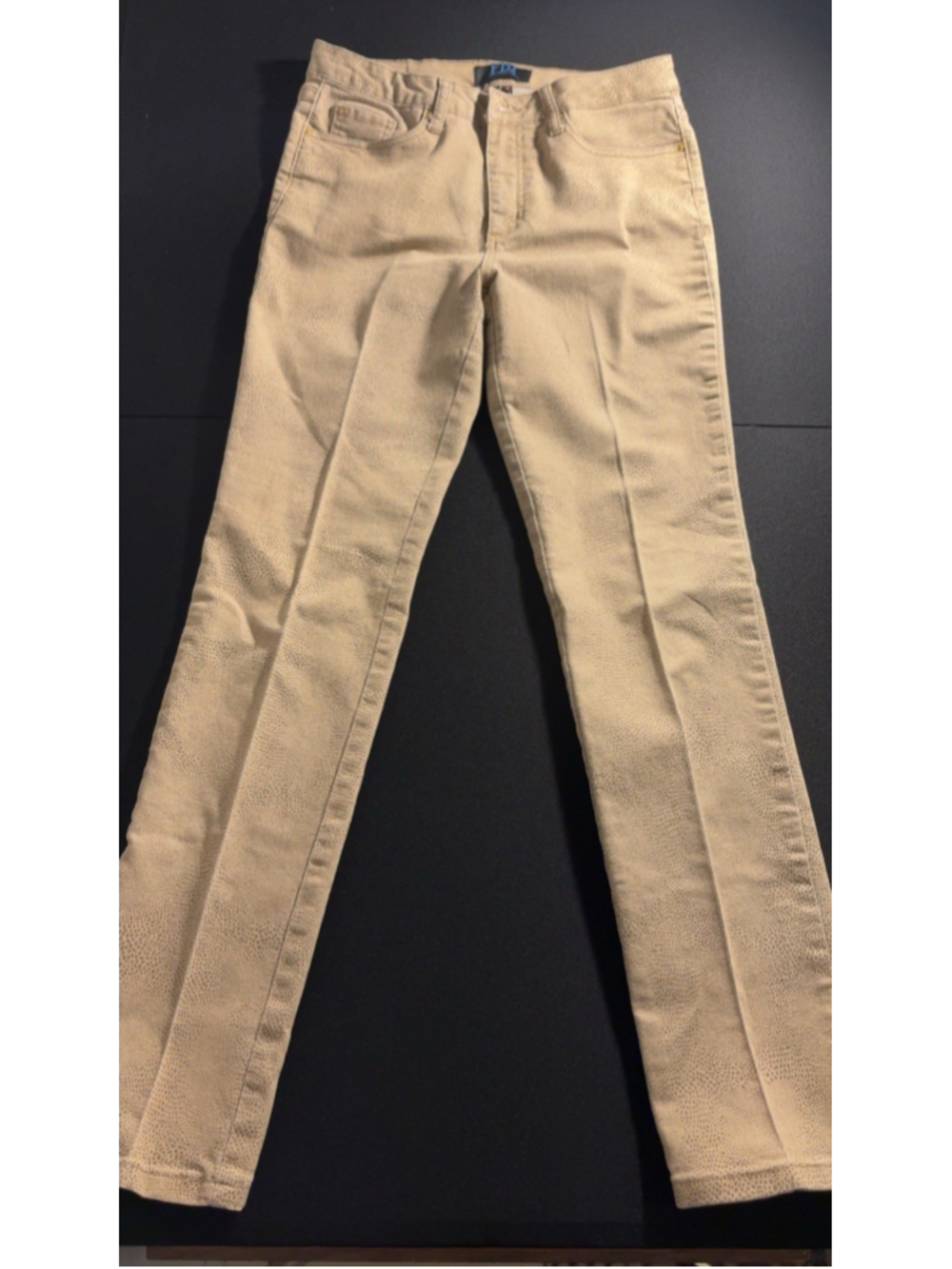 FDJ French Dressing Jeans Tan Textured Snakeskin Print Slim Leg Pants size 8